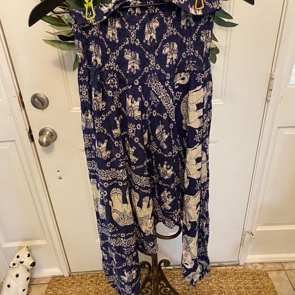 Earthbound Boho Lightweight Elephant Print wide Leg Harem Pants M - Picture 2 of 9